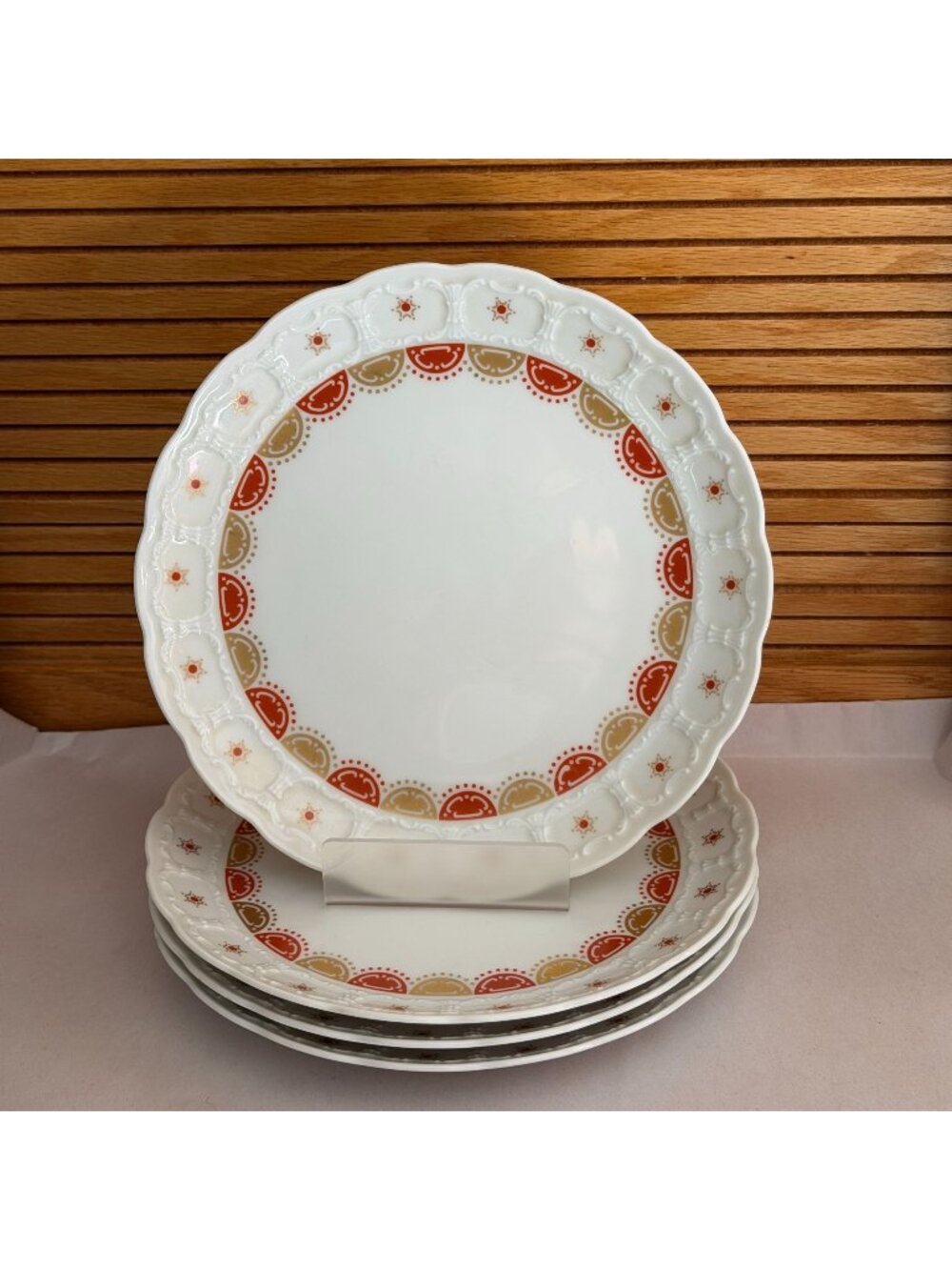 Vintage Polonaise Franconia-Krautheim Red Gold Bavarian Floral Four Salad Plates